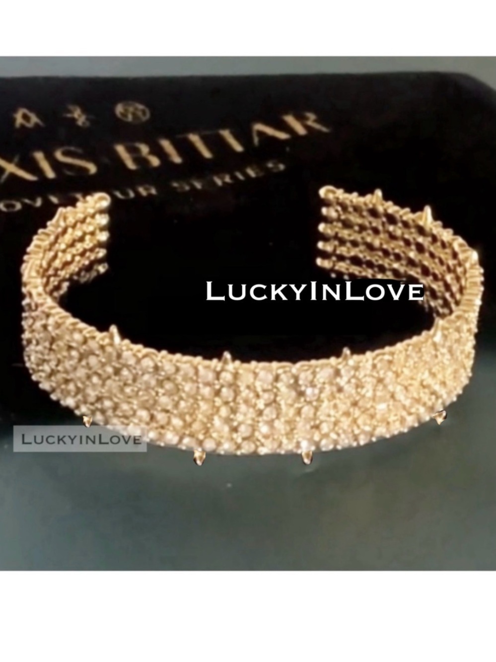 ALEXIS BITTAR • NEW Gold Pavé Crystal Lace Spiked Thorny Cuff Band Bracelet